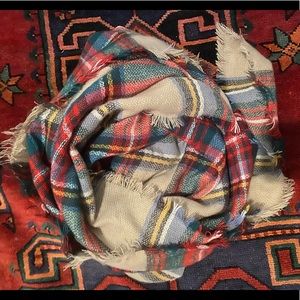 Plaid blanket scarf